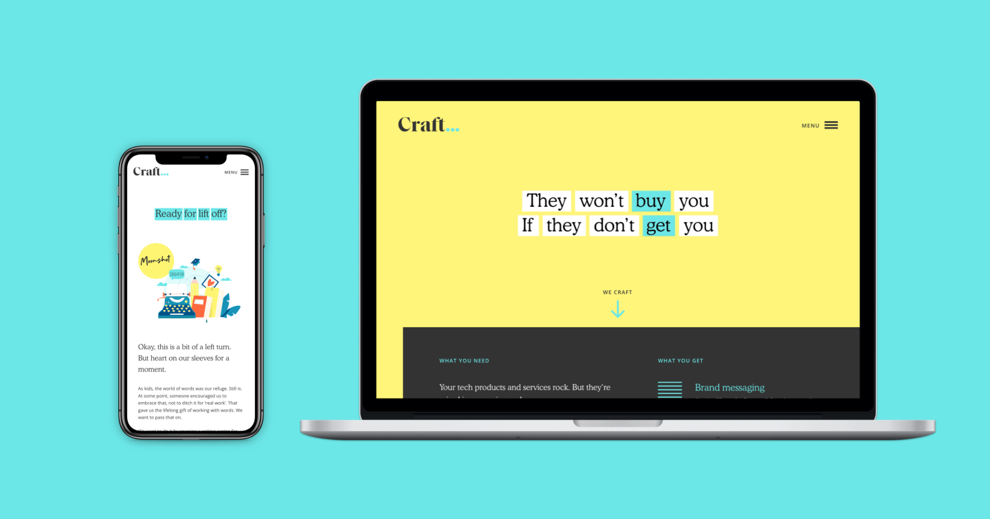 Image of Craft Copywriting website on mobile and laptop